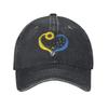 Ukraina Serce Słonecznik Motyl Ukraińska Czapka Baseballowa Zniszczony Denim Wypłukana Czapka Snapback dla Unisex Kobiet Regulowane Czapki Kapelusz