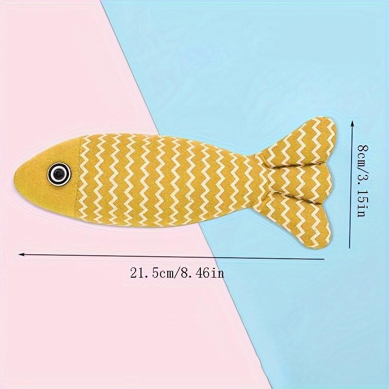 

1 шт. Плюшева смугаста риба, іграшка для кота, інтерактивна іграшка для домашнього улюбленця, плюшева іграшка у формі риби, без батарейок, іграшка для дражніння кошенят малих порід жовтий