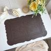 Imitation Leather Totem Dining Placemat Oil-Proof Waterproof Place Mat Retro Relief Table Mat for Kitchen Table Coffee Pad