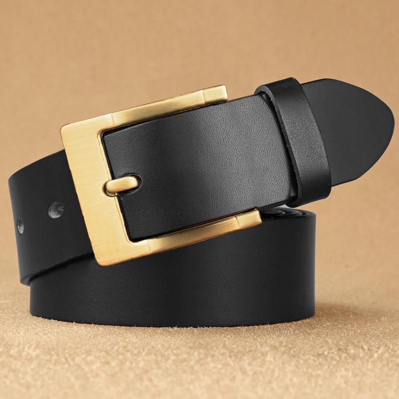 Men's Retro Genuine Leather Belt - Pin Buckle Cowhide Waist Belt for Business and Casual Wear, Suitable for Middle-Aged and Young Men.