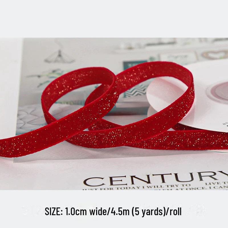 Nastro di Velluto di Seta Oro Rosso per Accessori per Capelli Fai da Te - Misure: 0.6CM, 1CM, 2CM, 2.5CM, 3.8CM