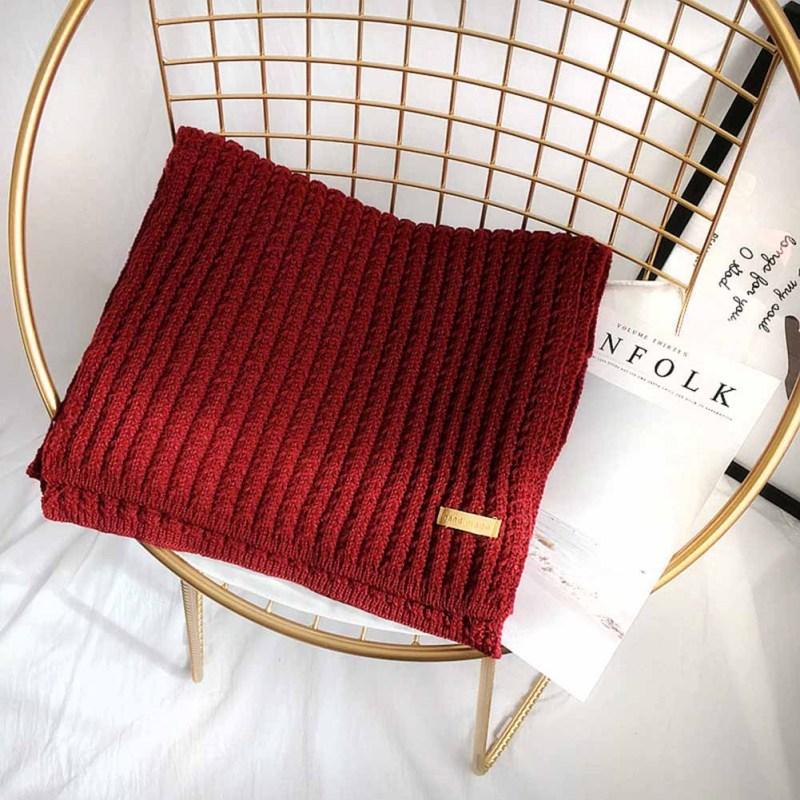 Fashion Winter Warm Scarf For Women Simple Casual Solid Color Thickened Wool Knitted Scarf