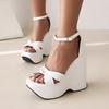Platform Sandals Women Summer Open Toe Punk Style High Wedges Satin Casual Heeled Summer Shoes