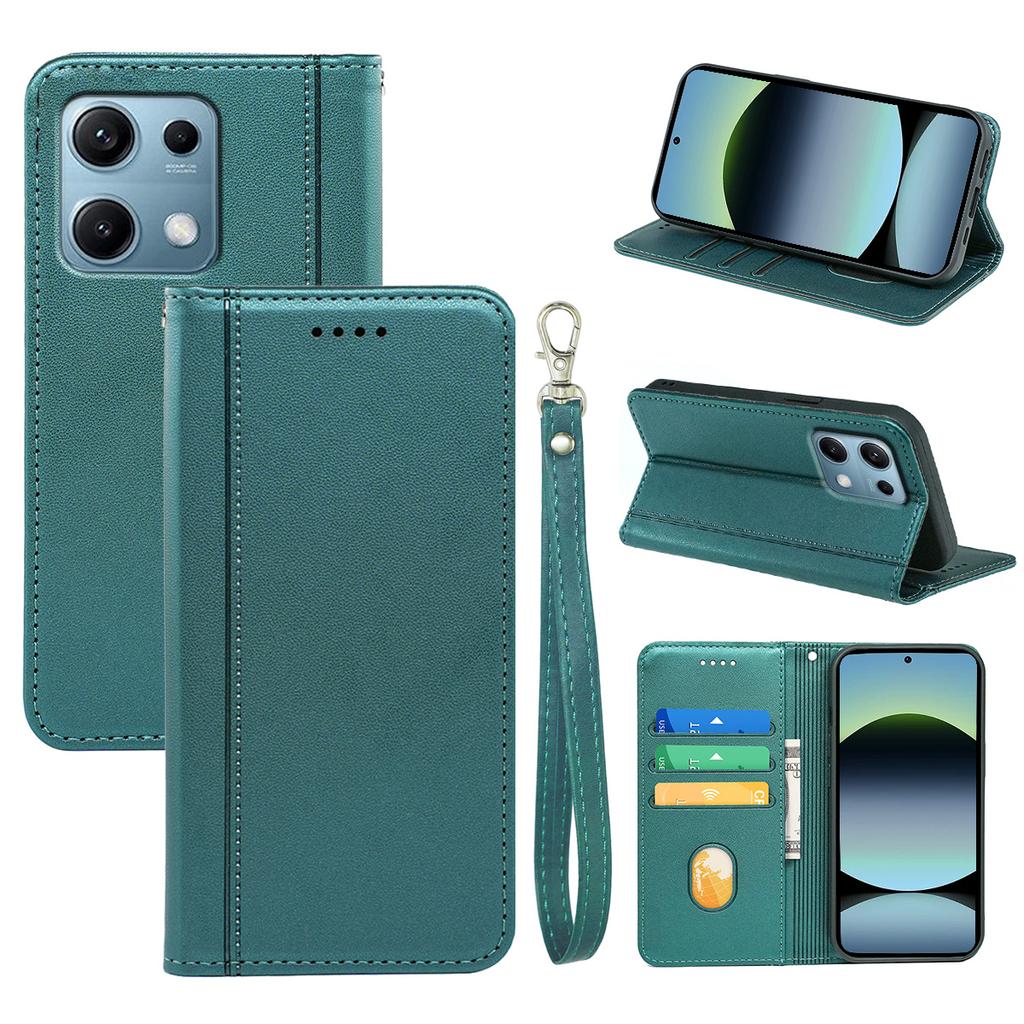 HX01 For Xiaomi Redmi Note 14S 4G Wallet Case Magnetic Closing PU Leather Phone Cover