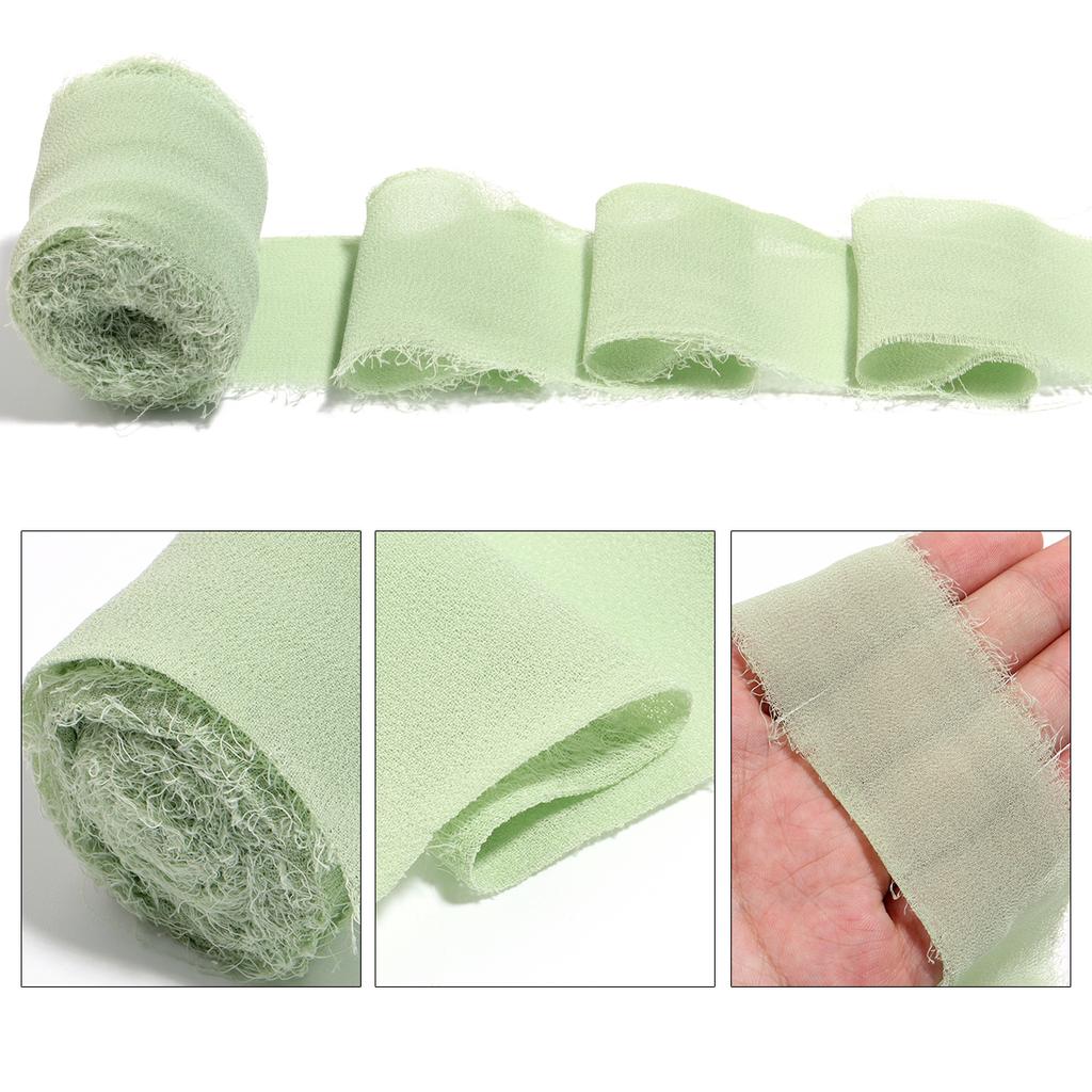 5M/Rolle 4cm Handgefertigtes Ausgefranstes Satin-Chiffon Seidenähnliches Band für DIY Schleifen-Bastelarbeiten Geschenkverpackung Sträuße Party Weihnachtsdeko