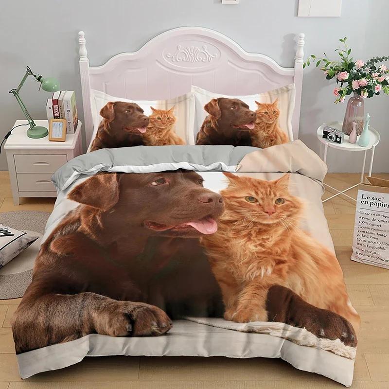

3Pcs Single-Sided Printed Bedding Set Comforter Funny Cute Pet Duvet Bedding Cover Pillows Comfortable Bedspreads For Kids Teens EU Twin(135x200cm)