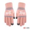 New Jacquard Double-layer Deer Touch Screen Gloves Autumn and Winter Women's Fleece Thickened Warm Wool Gloves