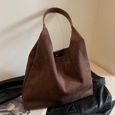 Large Capacity Fashion Suede Texture Commuter Bag Women's Autumn and Winter New Single Shoulder Child and Mother Tote Bag