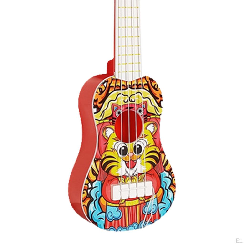 Simulation Ukulele Toy Acoustic Early Educational Tunable Cartoon 4 Strings for Kids Girls