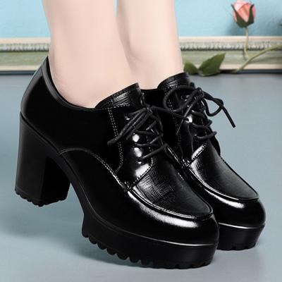 Fashion Big Size 35-40 Block Heels 6CM Office Work Shoes Women Pumps Winter 2024 Short Plush High Heel Shoes Deep Platform Shoes Ladies