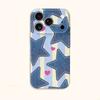 Cute Denim Jean Star Heart Striped Pattern Art Film Aesthetic Protective Shockproof Bumper Phone Case Cover For iPhone 14 15 16 Pro Max Plus