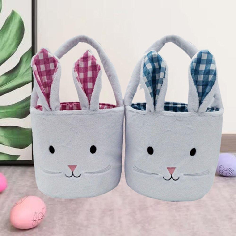 Hand-Held Easter Basket Soft Children's Easter Basket Cute Rabbit Candy Bag  Desktop