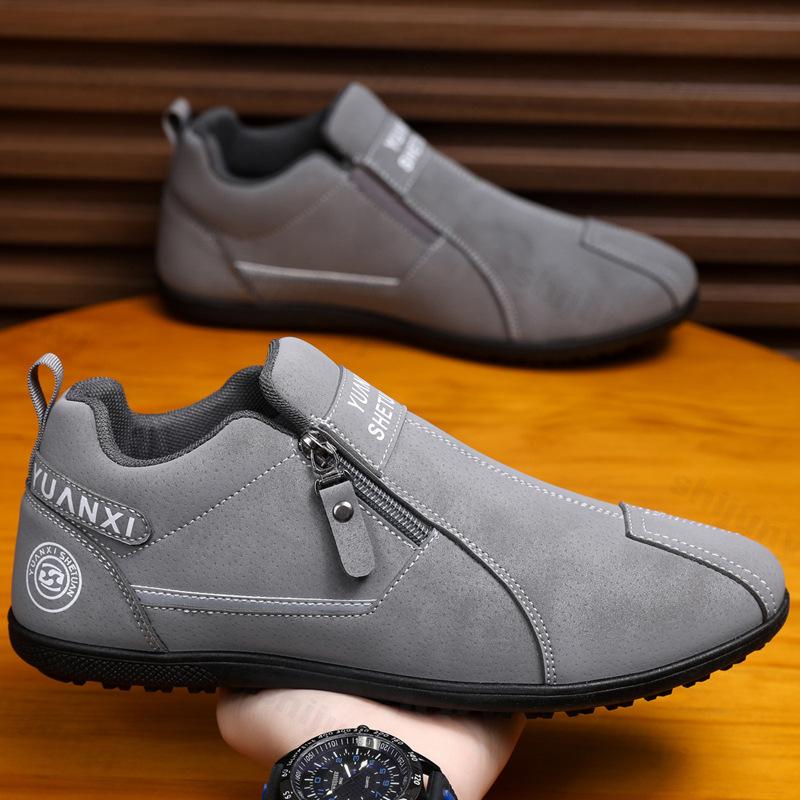 Men Casual Shoes Fashion 2026 Spring Autumn Comfortable Zipper Non-slip Sneakers Warm Plush Fashion Low Heel Outdoor Sports Shoe