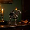 Unique Holiday Desk Ornament Lighted Headless Horseman Resin Figurine, Gothic Halloween Statue with LED Warm Glow, Hooded Style Home Accessory
