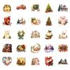 50 PCS Vintage Christmas Stickers - Cozy Holiday Decals for Journals, Luggage, Gifts