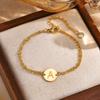 Vnox Dainty Initial Coin Bracelets, Womens Layerd A-Z Letters Monogram Bracelet, Stacked Stainless Steel Link Chain Bracelets