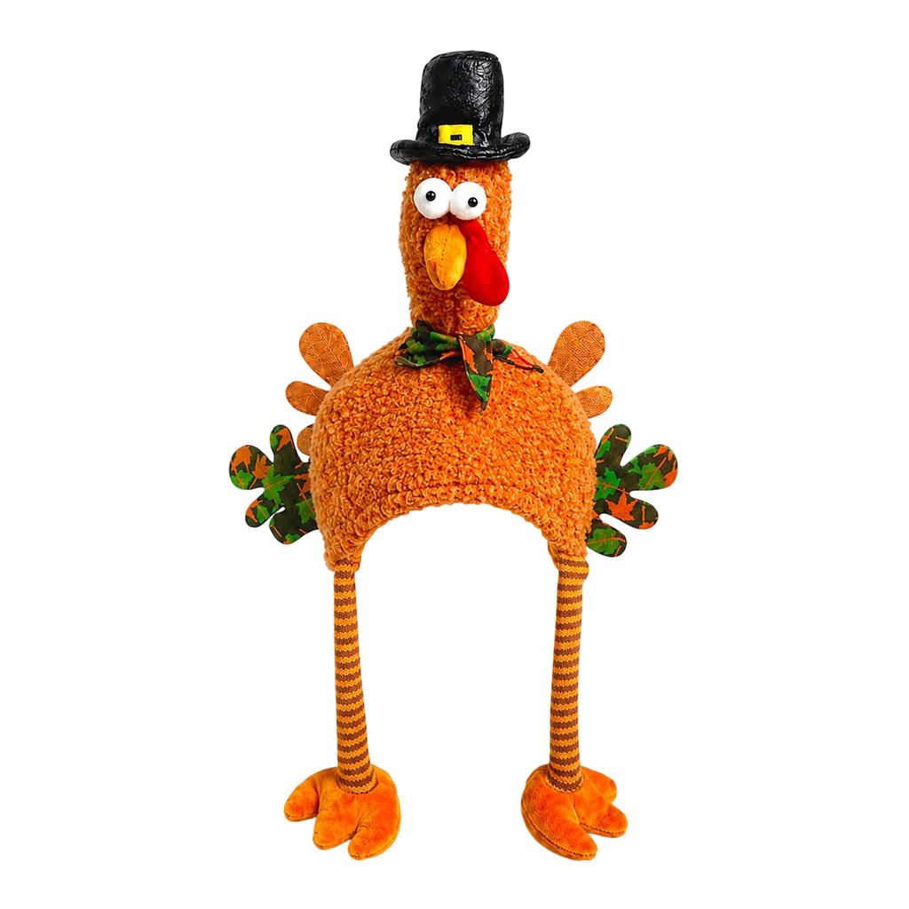Thanksgiving Christmas Halloween Turkey Hat Party Decoration with Funny Long Legs and Fan Tail Design