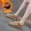 Platform bread shoes 2025 new velvet warm imitation lamb wool matte leather casual fashion Velcro women's shoes