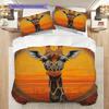 Grassland Giraffe Pattern Bedding Quilt Set Quilt Cover Pillowcase Home Decoration Birthday Gift (1 * Duvet Cover + 2 * Pillowcase, Without Core)