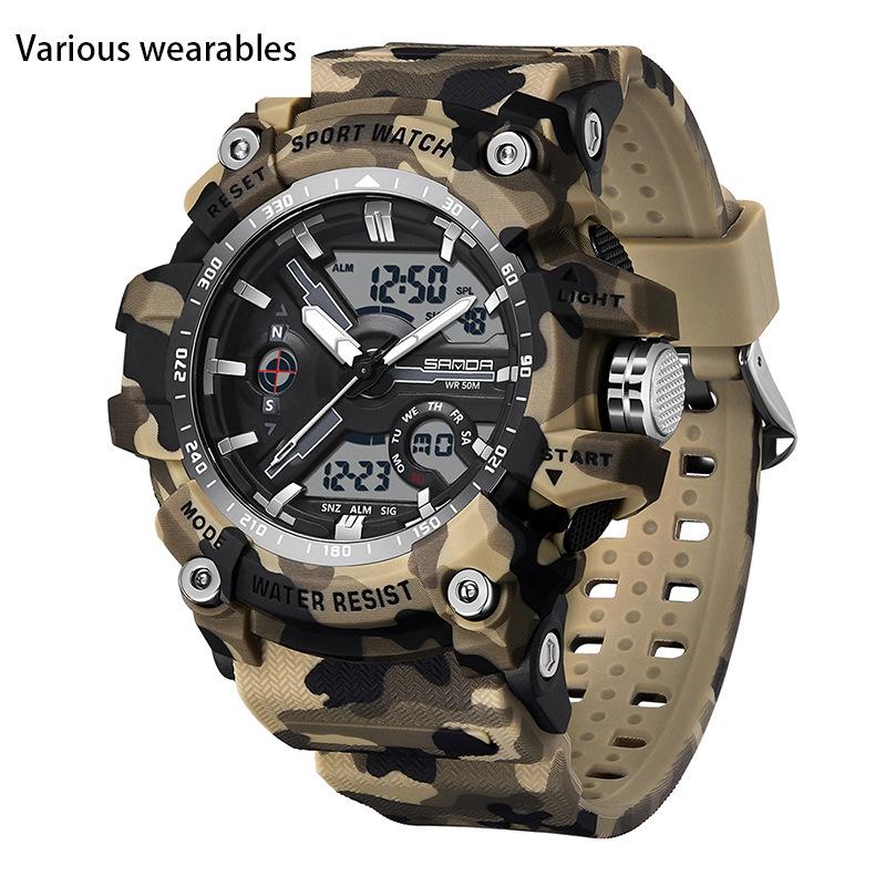 

Новые электронные часы для мужчин в стиле милитари, многофункциональные часы, модные и классные, водонепроницаемые электронные часы с будильником