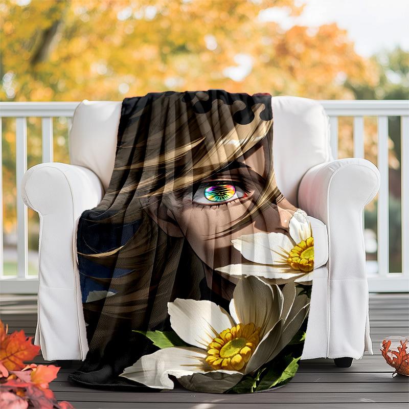 1pc douma2 Theme Blanket - Digital Print, Polyester, Cozy for All Seasons, Perfect for Outdoor, and Travel