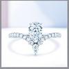 Pear-Shaped Drop Ring Women's 1CT Moissanite PT950 Platinum - Elegant Drop Shape, Stable Prong Setting, for Daily Wear