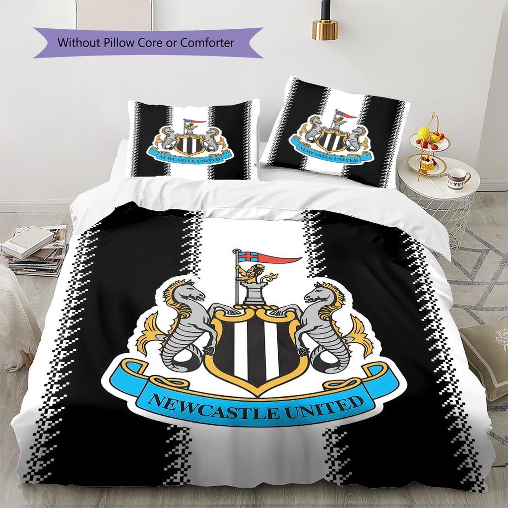 Newcastle United FC Pattern Bedding Quilt Set Home Decoration Gift (1 * Duvet Cover + 2 * Pillowcase Without Core)