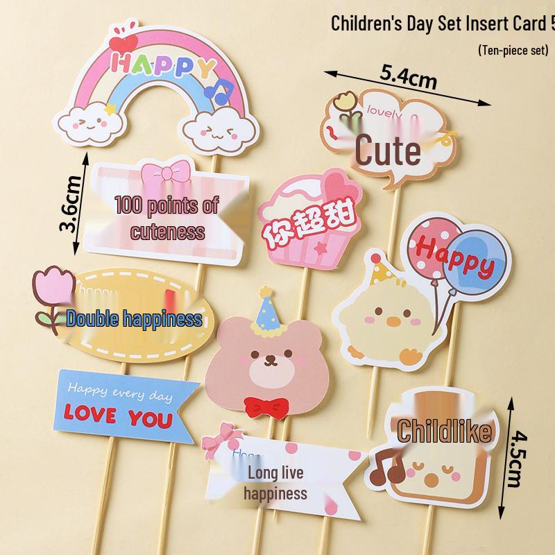 Sushi Cartoon Cupcake Toppers & Ice Cream Flag Picks for Happy Birthday Desserts