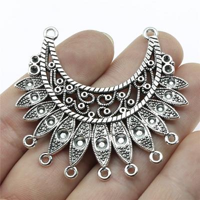1pcs 54x50mm Metal Feather Accessory Parts Feather Charms Jewelry Making Feathers Setting Connector Charms