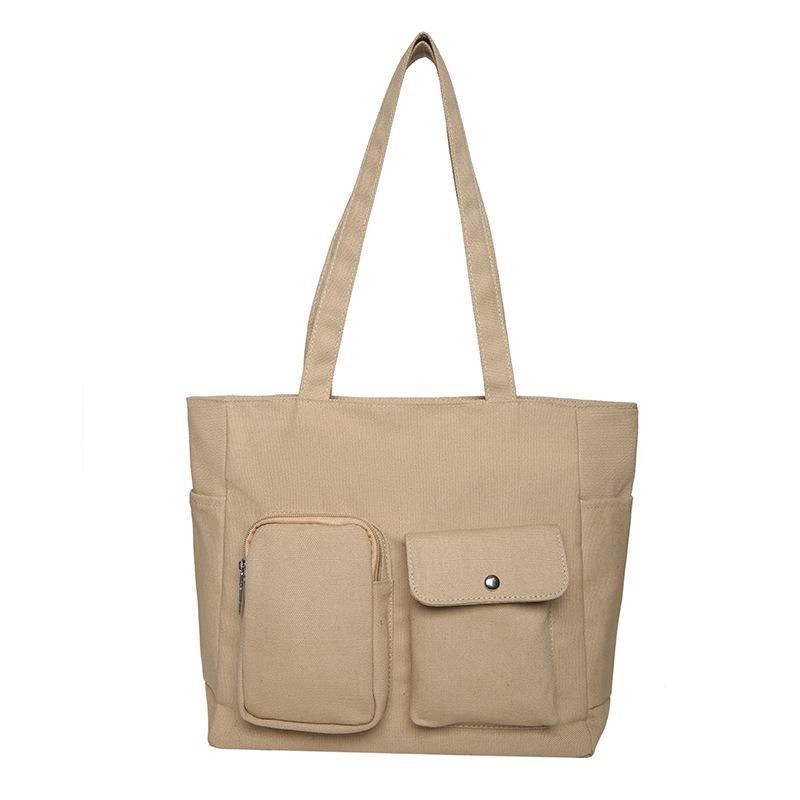 Large capacity canvas bag, women's spring new fashion casual shoulder bag, student class commuting tote bag