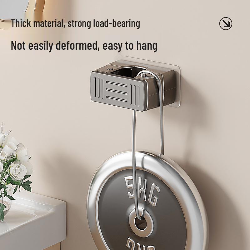 Mop & Broom Wall Holder: Punch-Free, Strong Grip Hook for Bathroom