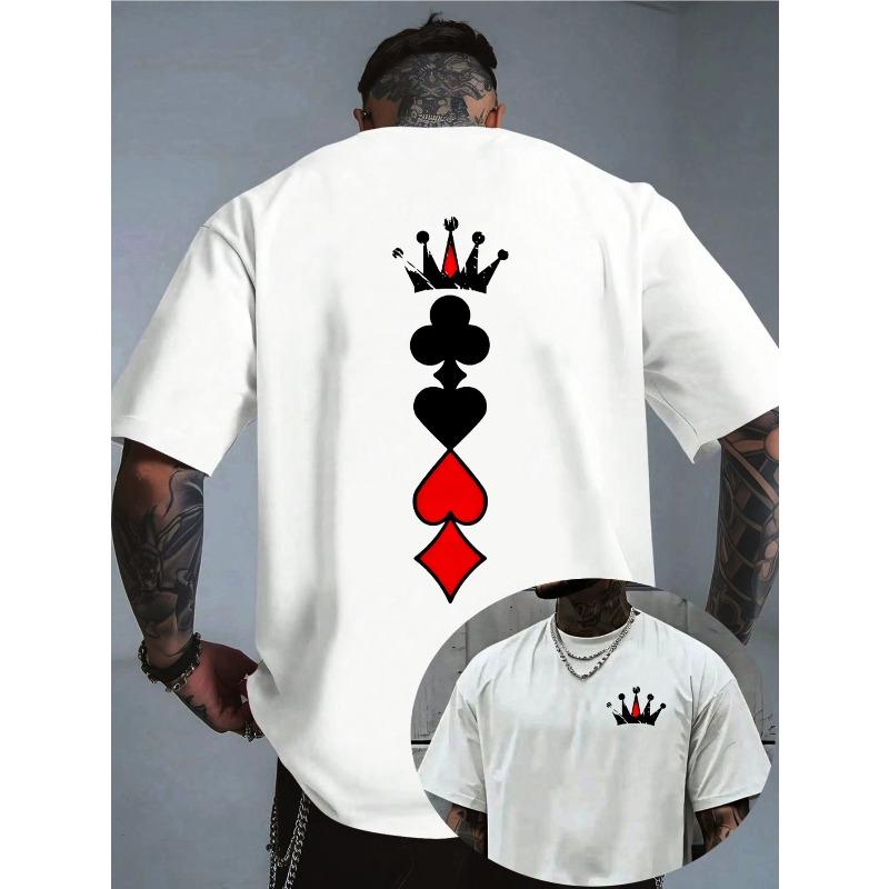 Crown Pattern Print Casual Top Men S Pattern T-Shirt Summer Comfortable Breathable Short-Sleeved T-Shirt Fashion Men S Casual Top Summer S белый