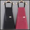 White Fang Plaid Apron with Pockets, Neck Strap, for Cafes, Cooking Classes, Men's and Women's, EP002 (Blue)
