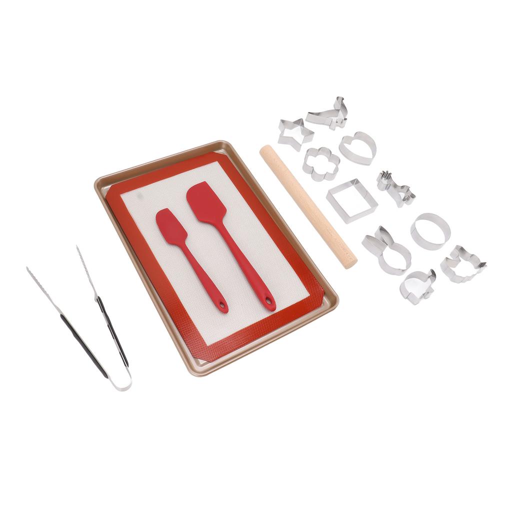 Ausstechformen Set Kohlenstoffstahl Ausstecher Keks Backzubehör Set mit Backform Backmatte