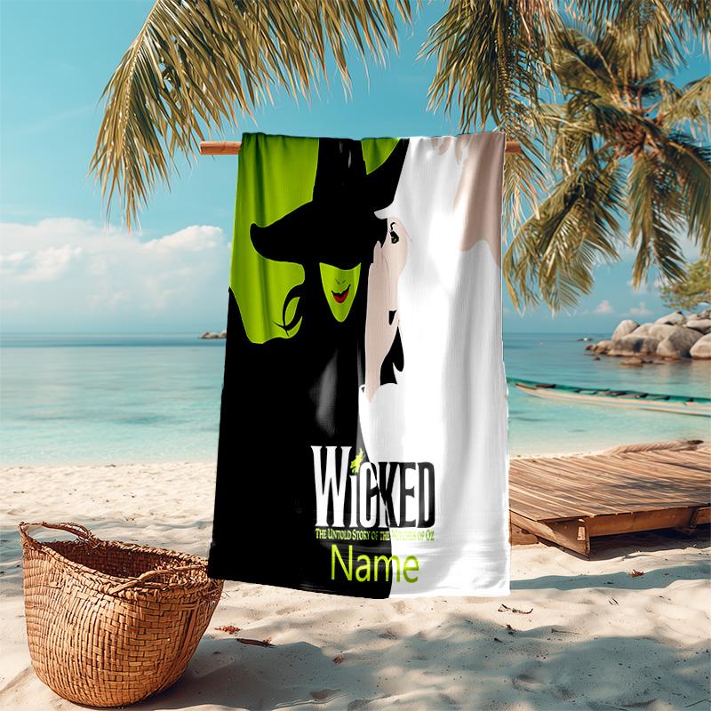 Personalized customized proof beach towel with Wicked pattern - soft, absorbent,quick-drying,perfect swimming,camping&bathing