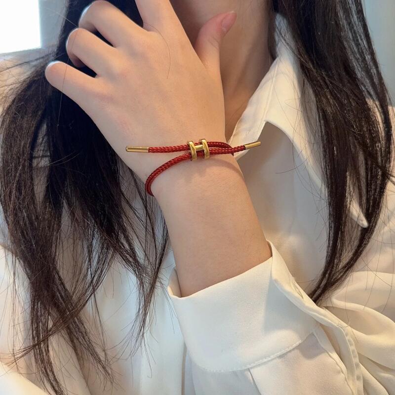 Bracelet Corde en Acier Inoxydable Boucle en H Polyvalent et Atmosphérique Bracelet Ajustable Acier Titane Étanche pour Femmes Hommes