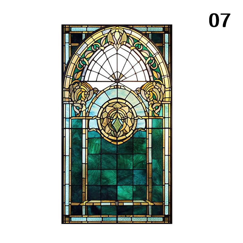 Retro Art Skleněná Fólie Evropský Styl Vitrážové Kostelní Umění Soukromí Okenní Samolepky Neprůhledné Hotelový Klub Veranda Okenní Dekorace Fólie