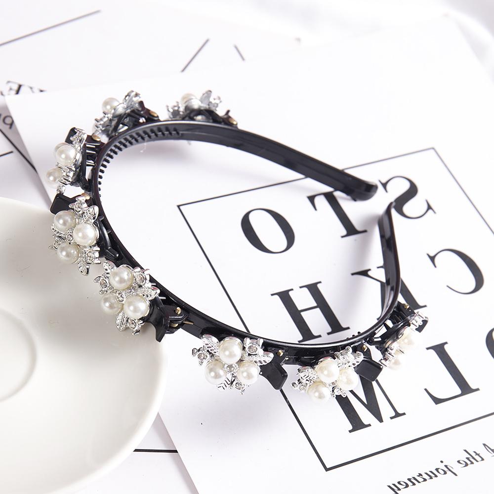 Double Layer Bands Clip Hairbands Fashion Plastic Braided Headband Punk New Knitting Womens Headwear Hair Accessories Pearl