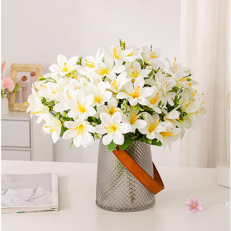 2PCS Simulated 5-forked, 10-headed colorful lilies, wedding and home decorations, artificial daffodils and orchids.