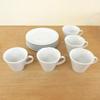 White coffee cups and saucers, set of 5, hotel-grade, commercial use, made in Japan