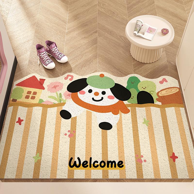 Seidenschlaufe Anti-Rutsch Hundetür-Matte: Süßer, schmutzabweisender, zuschneidbarer Fußteppich für Eingangsbereiche