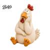 Garden Potted Plant Accents Funny Chicken Statue, Resin Figurine, Farmhouse Outdoor Durable Decor Yard for Balcony Flowerpot, Lawn, Decoration