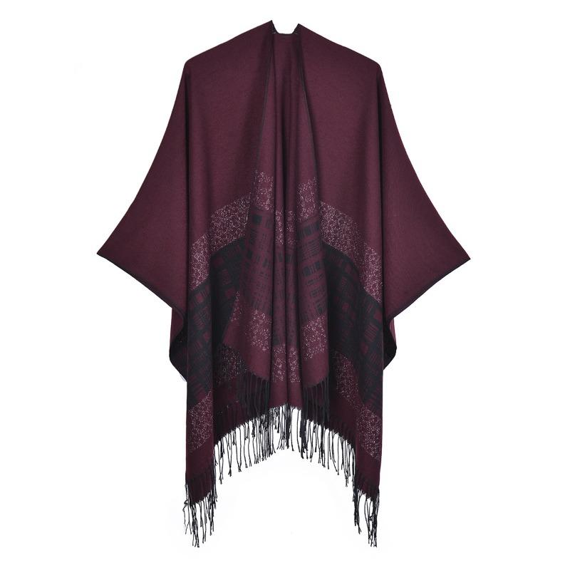 Autumn and winter solid color shawl simple thickened tassel imitation cashmere dual-purpose scarf cape air-conditioned room blanket