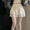 Women's Summer Casual Elastic Waist Short Tiered Skirts Solid Streetwear A Line Mini Skirt