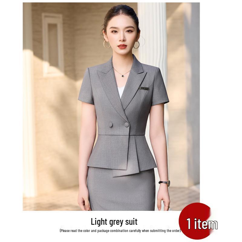Women's Double-Breasted Short Sleeve Blazer - Summer Business Fashion