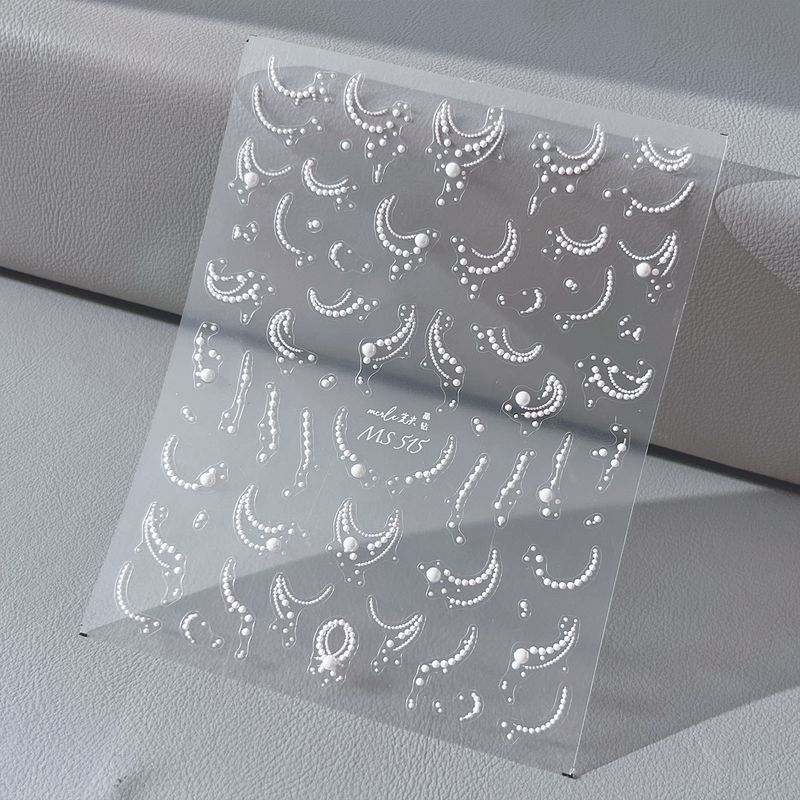 

Internet Celebrity 2025 New Arrival Pearl Chain Relief Nail Sticker Bright Crystal Finished Three-Dimensional with Adhesive Tape Fingernail Decoration Pearl chain sticker MS515