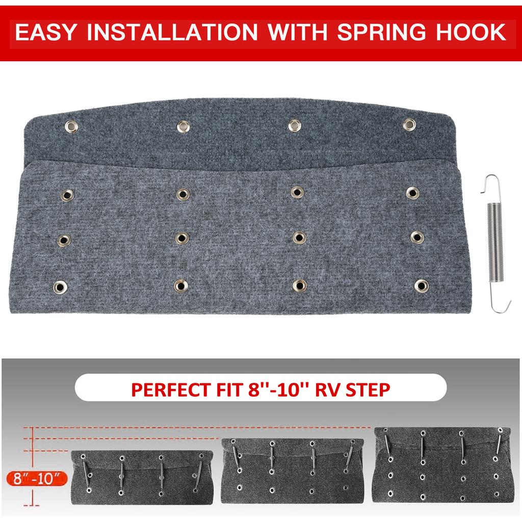 RV Step Covers, 3 Pack 20 Wide Step Covers for Radius Steps for Radius Steps, RV Step Rug Carpets Fit 8-11 RV Stairs, Gray