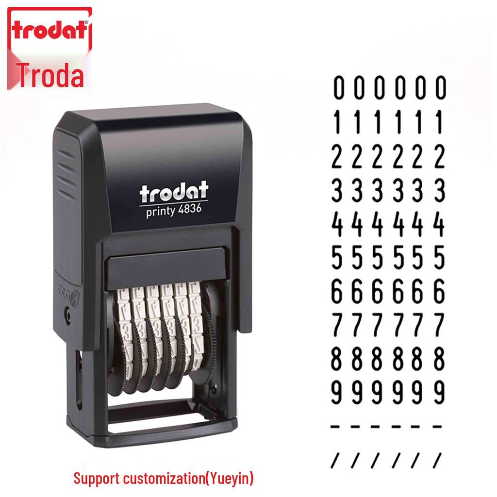 Zhuoda Self-Inking Number Stamp 4836 - Compact 0-9 Date Journal Stamp