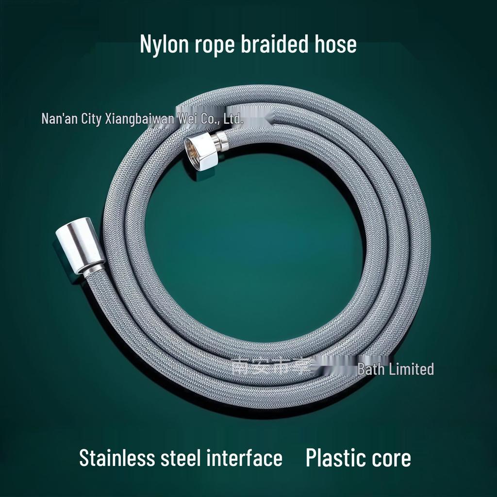 Nylon Woven Shower Hose & Head Holder, 4-Point Universal, Explosion-Proof Hot/Cold Bath Pipe