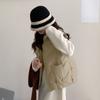 Loose Cotton Sleeveless Vest with Side Zipper for Women, Korean Style Solid Color Coat for Autumn and Winter